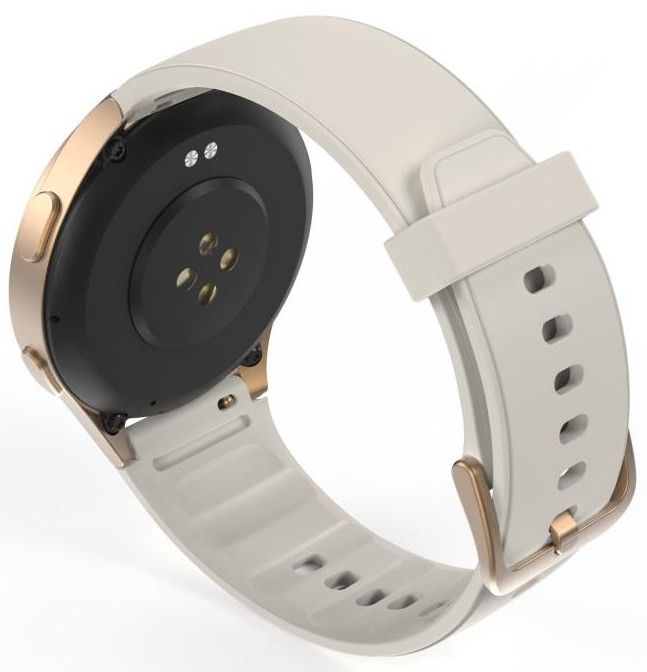 Hama 8900 GPS AMOLED Smartwatch 1.32" with Beige Silicone Strap - Gold