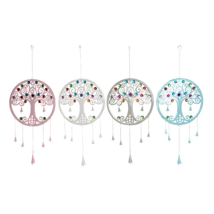 Hanging decoration DKD Home Decor Tree Blue White Grey Pink 33 x 3 x 81 cm (4 Units) - Декорация и Осветление<<<Дом