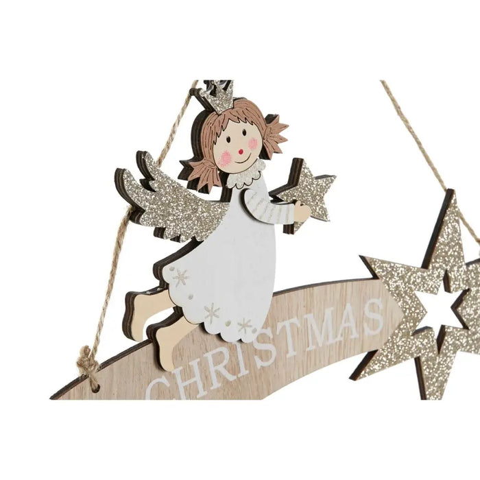 Hanging decoration DKD Home Decor White Golden Wood 22,5 x 0,5 x 15 cm (2 Units) - Декорация и Осветление<<<Дом