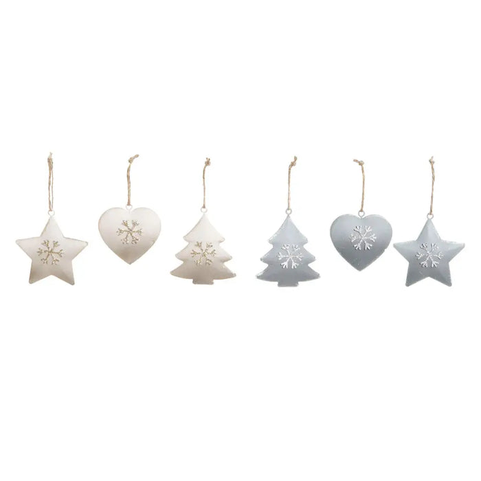 Hanging decoration DKD Home Decor White Grey Metal 7 x 2 x 7 cm (6 Pieces) (2 Units) - Декорация и Осветление<<<Дом