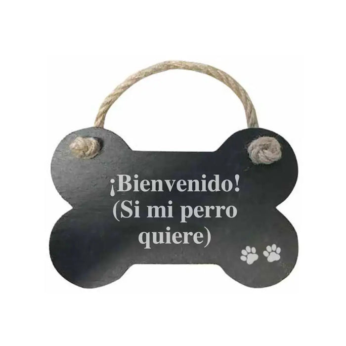 Hanging decoration Magnet & Steel Bienvenido (si mi perro quiere) Bone Board Rope - Декорация и Осветление<<<Дом