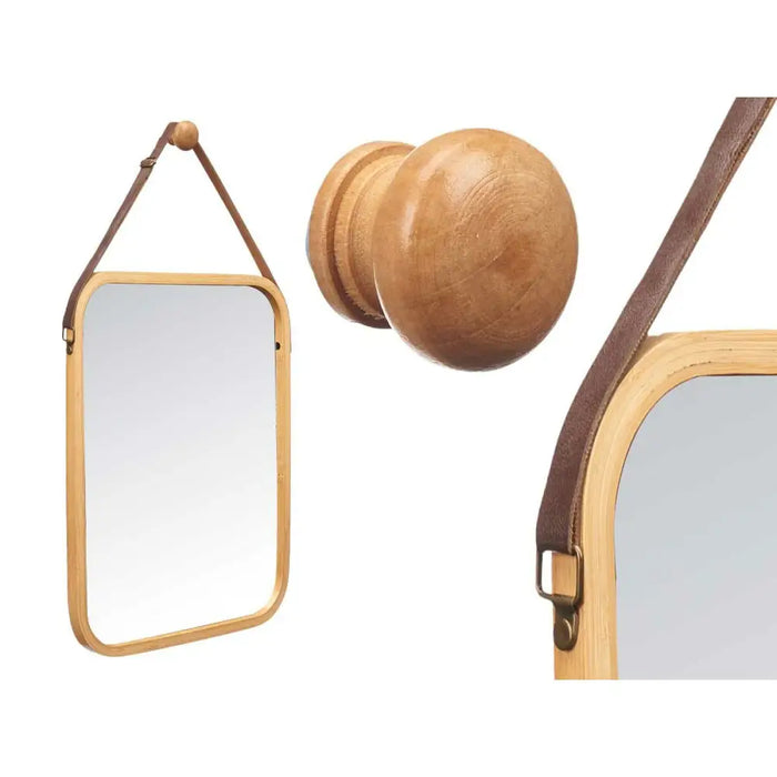 Hanging mirror Gift Decor Natural Rectangular 34 x 41,5 x 1,5 cm (6 Units) - Декорация и Осветление<<<Дом