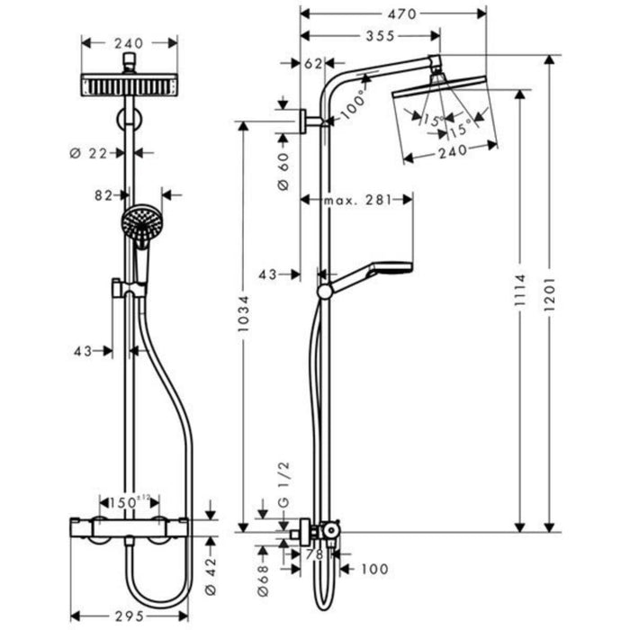 SHOWER SYSTEM CROMETTA E 240 HANSGROHE