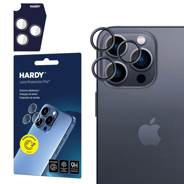 Hardy Lens Protection Pro Black Glass for Camera Objects on Apple iPhone 16 Pro / 16 Pro Max - Black - *Kategoria