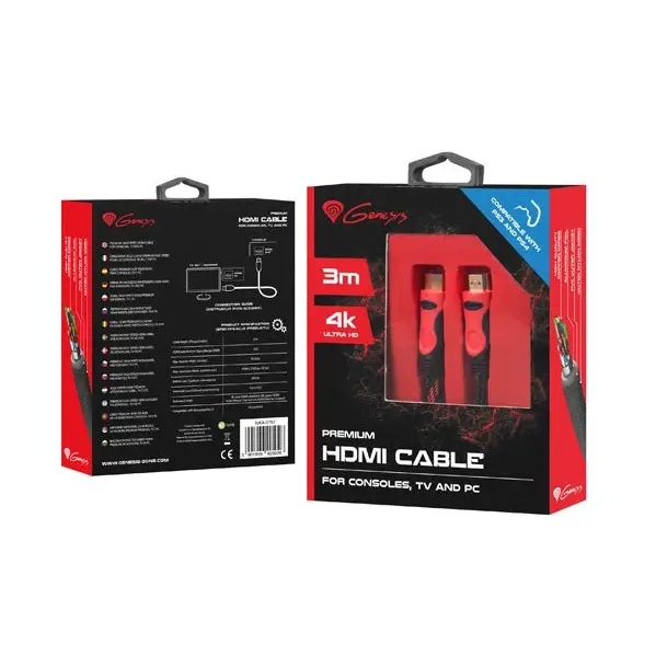 HDMI Cable Genesis NKA-0787 3 m Black - Аксесоари<<<GENESIS компютърна периферия<<<GENESIS<<<PolyComp&&&Компютър Кабели
