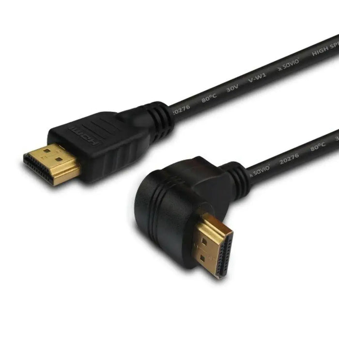HDMI Cable Savio CL-04 Angled Black 1,5 m - Адаптери<<<Компютър Кабели и адаптери<<<Компютри|