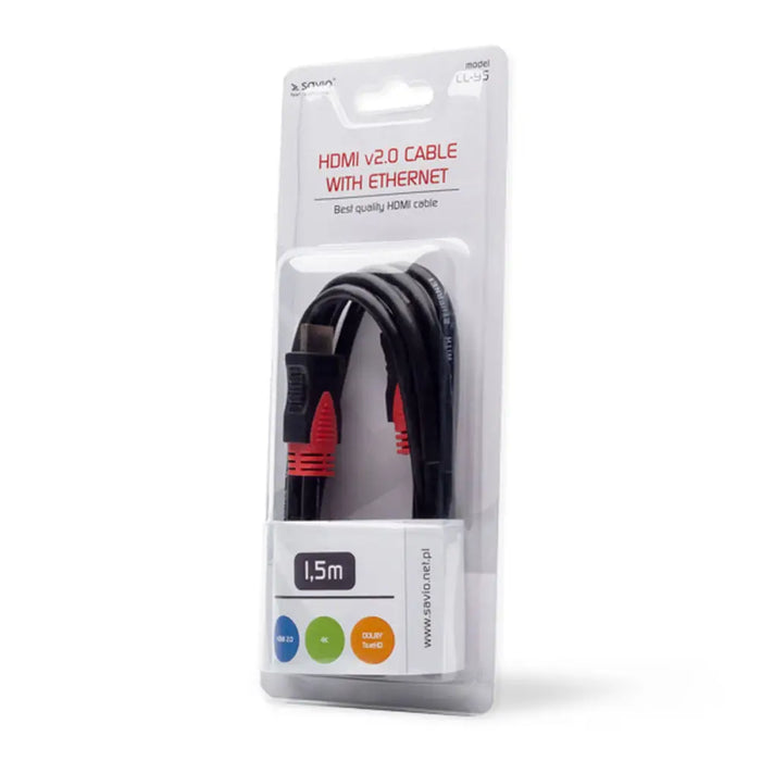 HDMI Cable Savio CL-95 Black Red 1,5 m - Адаптери<<<Компютър Кабели и адаптери<<<Компютри| Електроника<<<BigBuy&&&HDMI
