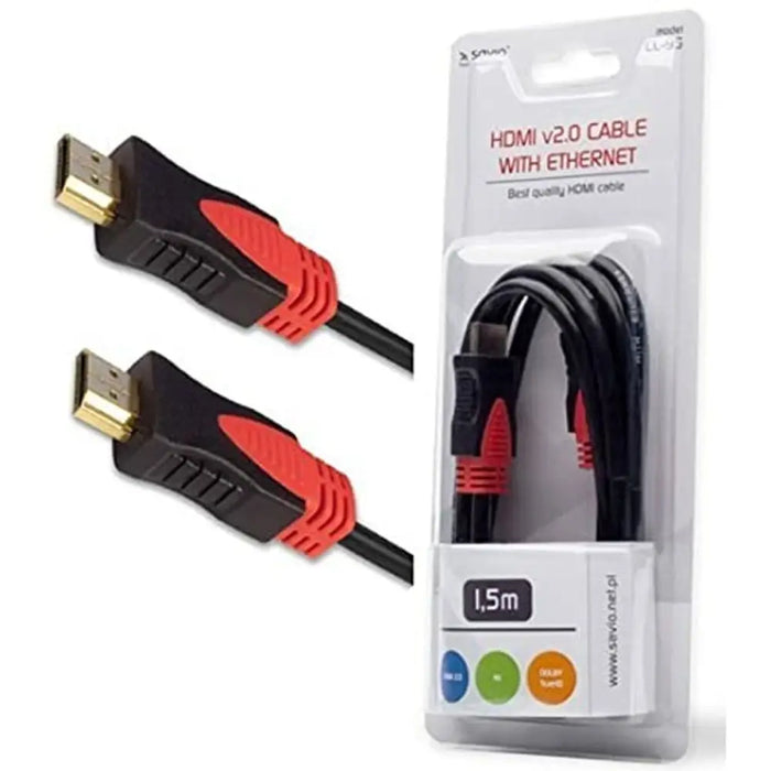 HDMI Cable Savio CL-95 Black Red 1,5 m - Адаптери<<<Компютър Кабели и адаптери<<<Компютри| Електроника<<<BigBuy&&&HDMI