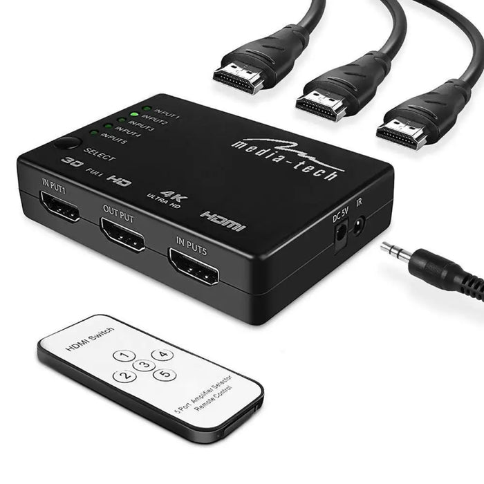 HDMI switch Media Tech MT5207 Black - Адаптери<<<Компютър Кабели и адаптери<<<Компютри|