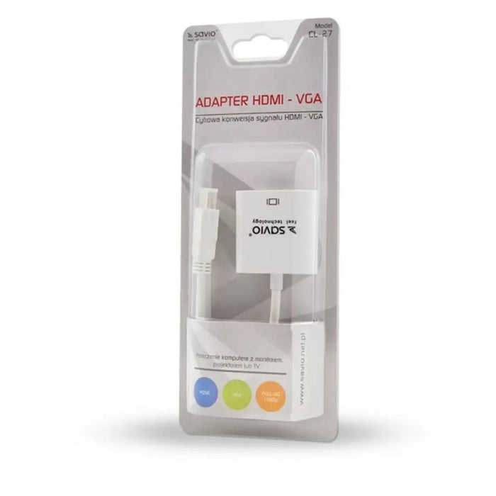 HDMI to VGA Adapter Savio CL-27 White - Адаптери<<<Компютър Кабели и адаптери<<<Компютри|