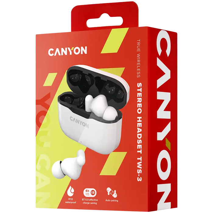Headphones CANYON CNE-CBTHS3W - Аудио слушалки<<<Телефони и таблети<<<TechMart&&&Слушалки<<<Аудио<<<ТВ Аудио