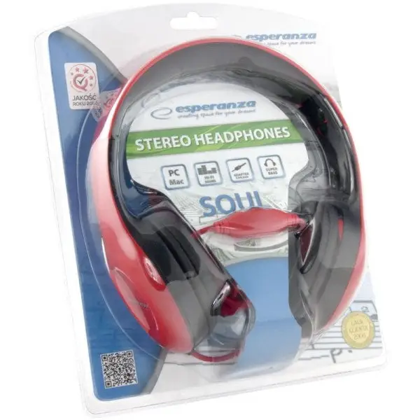 Headphones Esperanza EH138R Black Red - HeadphonesPER-SLU<<<Input / Output DevicesPER<<<ActionPL&&&Електроника