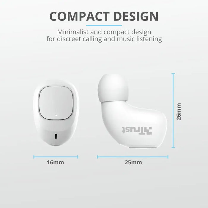 Headphones Trust NIKA COMPACT BT WHITE Bluetooth IN-EAR (PLUGS) - Headsets<<<TRUST компютърна периферия и