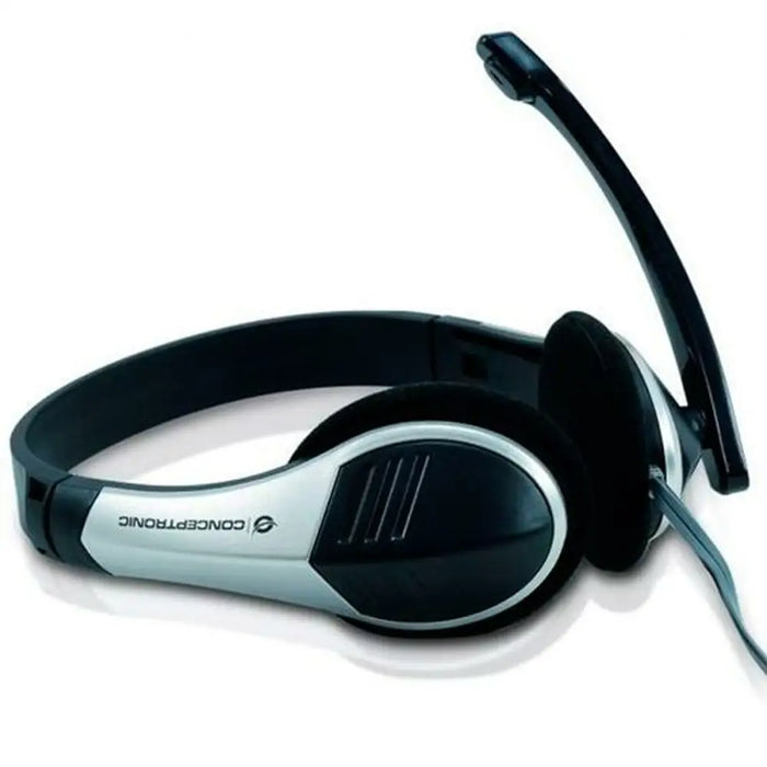 Headphones with Microphone Conceptronic Allround Stereo Headset Black Silver - Електроника Телефони и