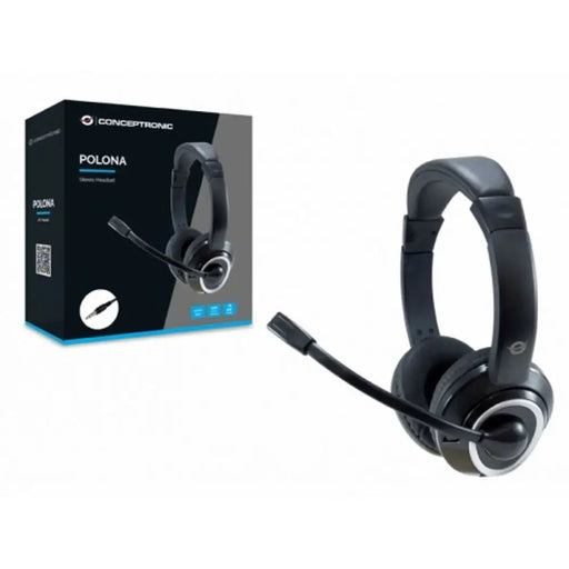 Headphones with Microphone Conceptronic POLONA02B Black - Електроника Телефони и таблети<<<Компютри|