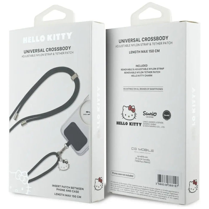 Hello Kitty Patch & Kitty Head Charm Universal Phone Lanyard - Black - Other cell phone equipment<<<HurtelXML
