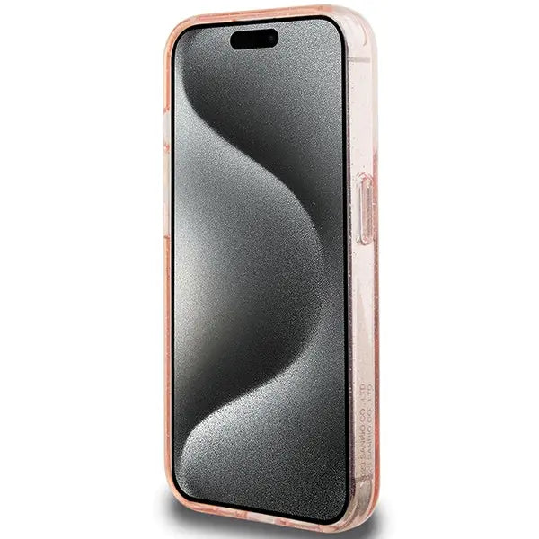 Hello Kitty Ring Stand Glitter Electrop Logo MagSafe Case for iPhone 15 Pro - Pink - Cell phone cases