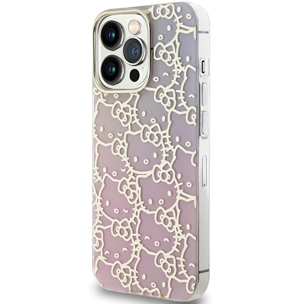 Hello Kitty IML Gradient Electrop Crowded Kitty Head Case for iPhone 13 Pro Max - Pink