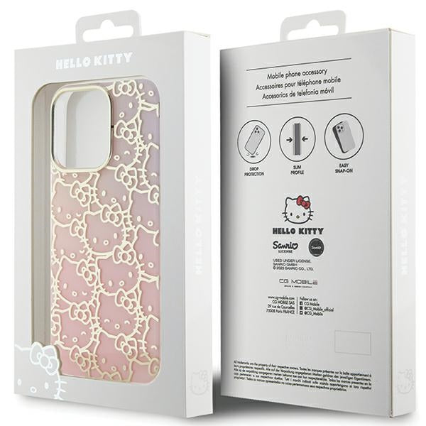 Hello Kitty IML Gradient Electrop Crowded Kitty Head Case for iPhone 15 Pro - Pink