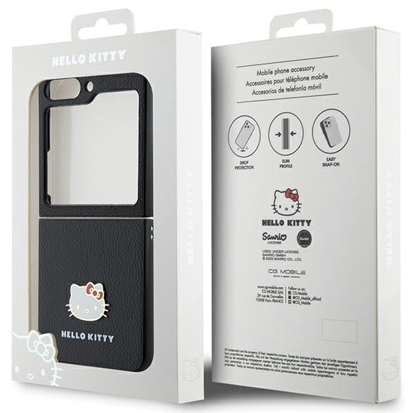 Hello Kitty Metal Logo Kitty Head case for Samsung Galaxy Z Flip 5 - black