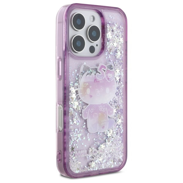 Hello Kitty Liquid Glitter 50TH Anniversary Party iPhone 16 Pro Max Case - Purple