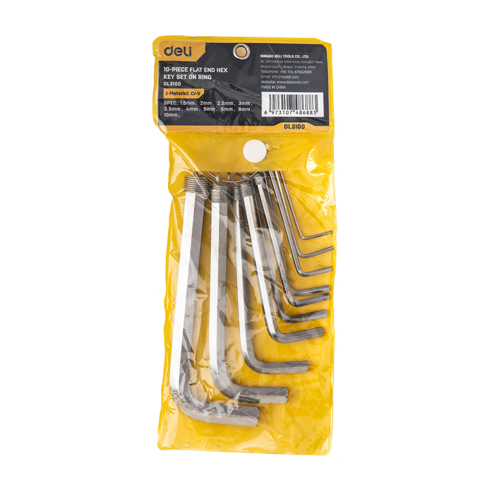 Hex Key Sets 1.5-10mm Deli Tools EDL3100 (silver) - Screwdrivers<<<Tools<<<InnproXML