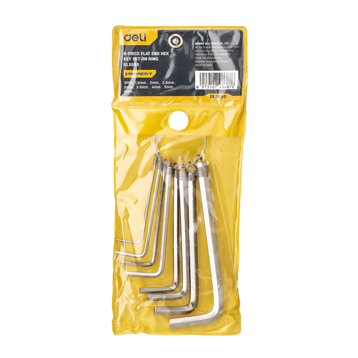 Hex Key Sets 1.5-6mm Deli Tools EDL3080 (silver) - Screwdrivers<<<Tools<<<InnproXML