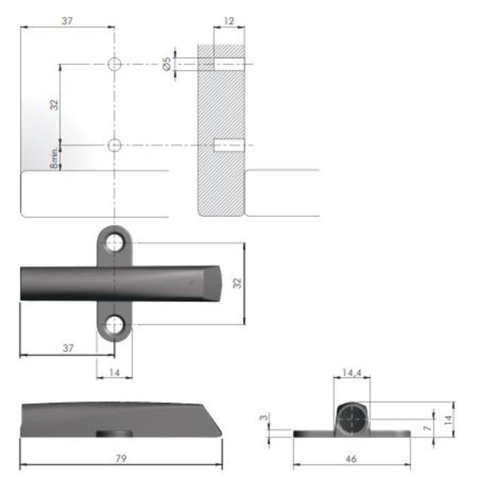 PUSH BUTTON WITH MAGNET 37MM+COVER/ADAPTER