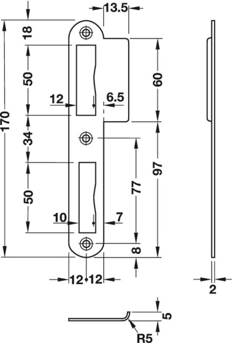 SIDE MOUNT FOR NON-REBATE DOOR, LEFT HÄFELE