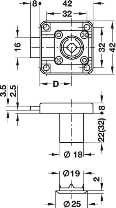 FURNITURE LOCK WITH LOCK SYMO 18/22MM