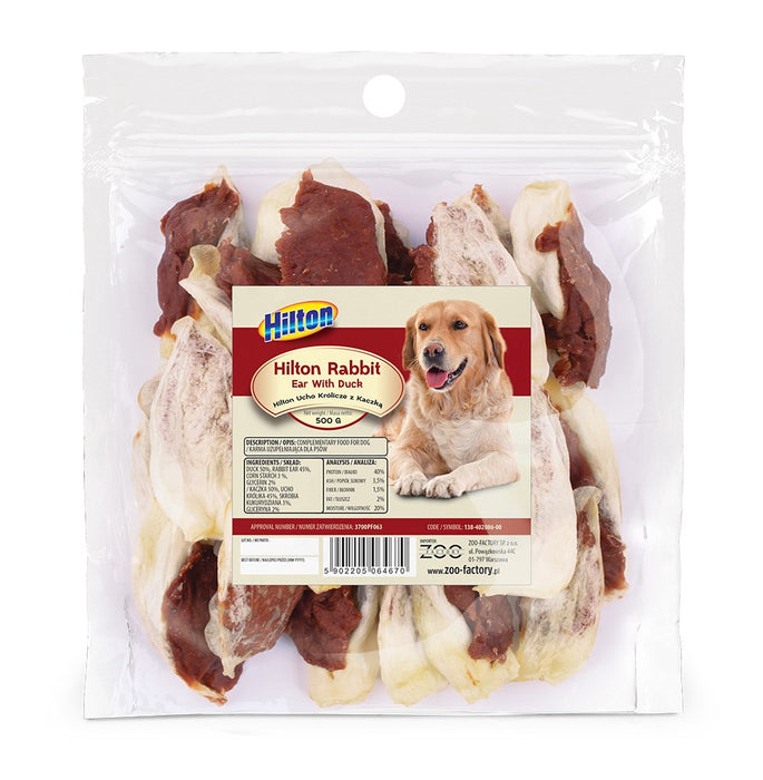 HILTON Rabbit ear with duck - dog chew - 500g