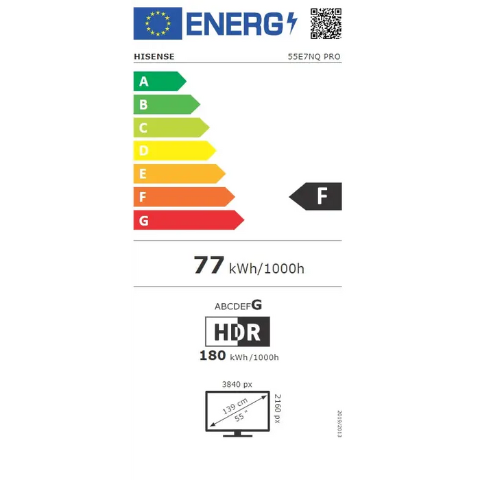 Hisense 55’’ E7NQ Pro 4K Ultra HD 3840x2160 QLED Quantum Dot 144Hz HDR 10+ adaptive HLG Dolby Vision DTS Virtual X