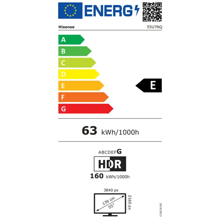 Hisense 55’’ U7NQ 4K Ultra HD 3840x2160 ULED FALD Quantum Dot 144Hz IPS HDR 10+ HLG Dolby Vision IQ Dolby Atmos Smart