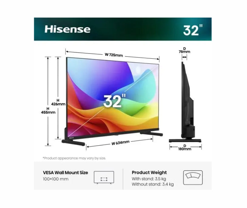 Hisense 32" A5S, Full HD 1920x1080, QLED, Quantum Dot, HDR, HLG, DTS HD, Light Sensor, Dolby Audio, Smart TV, WiFi, WiFi Direct, 2xHDMI, 2xUSB, LAN, CI+, DVB-T2/C/S2, Black
