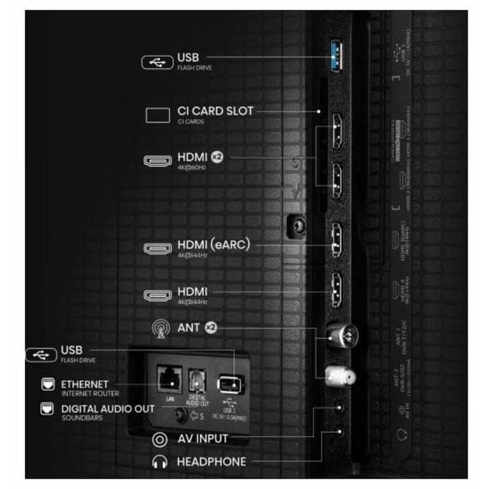 Hisense 75" E8Q, 4K Ultra HD 3840x2160, ULED, Quantum Dot,144 Hz, HDR 10+, HLG, Dolby Vision, DTS Virtual X, Smart TV, Light Sensor, WiFi Direct, BT, Anyview Cast, 3xHDMI, 2xUSB, LAN, CI+, DVB-T2/C/S2,Singale stand, Black