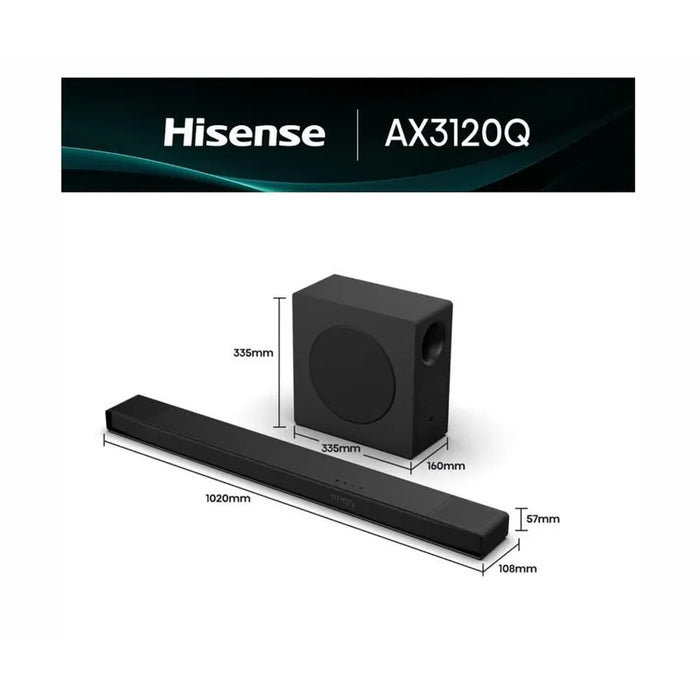 Hisense AX3120Q ,3.1.2 Ch., 440W, BT, Dolby Atmos, Black