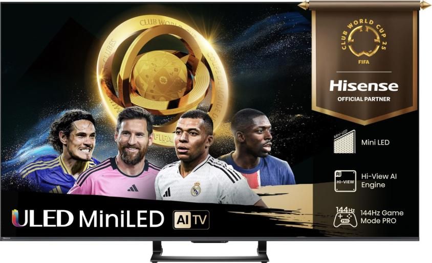 Hisense 50" U7Q, 4K Ultra HD 3840x2160, ULED, FALD, Quantum Dot, 144Hz, IPS, HDR 10+, HLG, Dolby Vision IQ, Dolby Atmos, Smart TV, WiFi 5GHz, WiFi Direct, BT, Anyview Cast, 4xHDMI, 2xUSB, LAN, CI+, DVB-T2/C/S2, Black