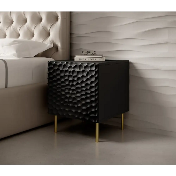 HOLE bedside table 2 pcs. 44x40.5x53.5 cm matte black - Bedside tables made of furniture boardSZN-PME<<<Bedside