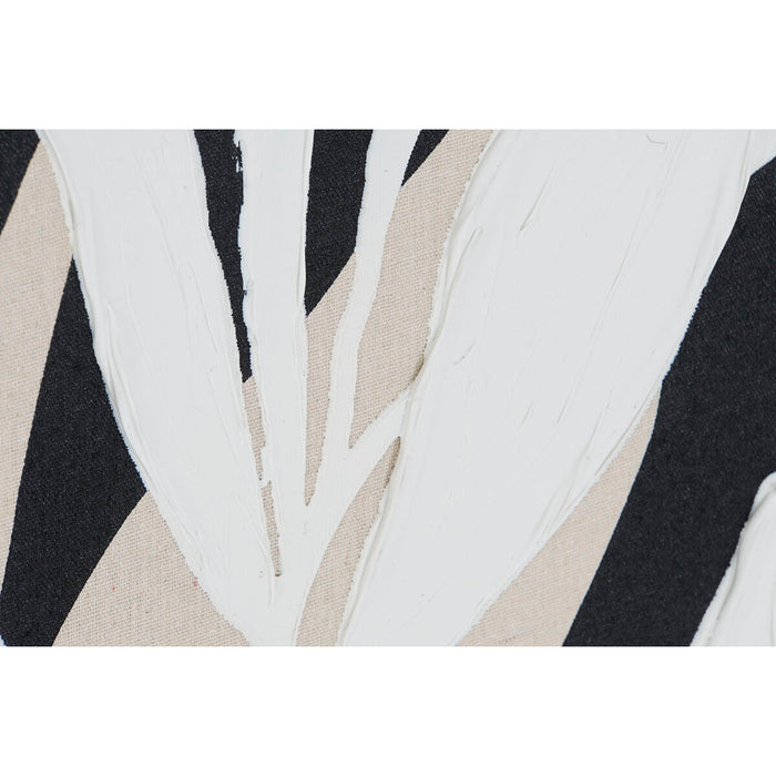 Canvas Home ESPRIT White Black Beige Leaf of a plant Urban 63 x 4,3 x 93 cm (2 Units)