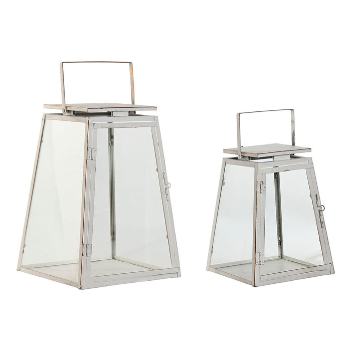 Lantern set Home ESPRIT White Golden Metal Crystal Modern 26 x 26 x 38,5 cm (2 Pieces)
