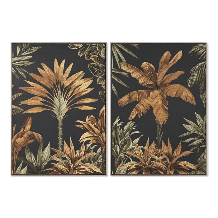 Canvas Home ESPRIT Black Green Golden Palms Tropical 103 x 4,5 x 143 cm (2 Units)
