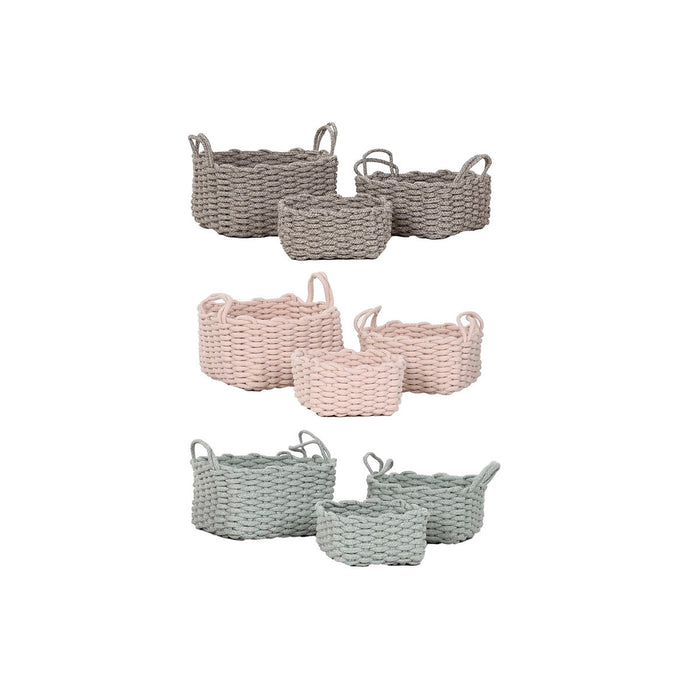Basket set Home ESPRIT Rope 28 x 28 x 18 cm