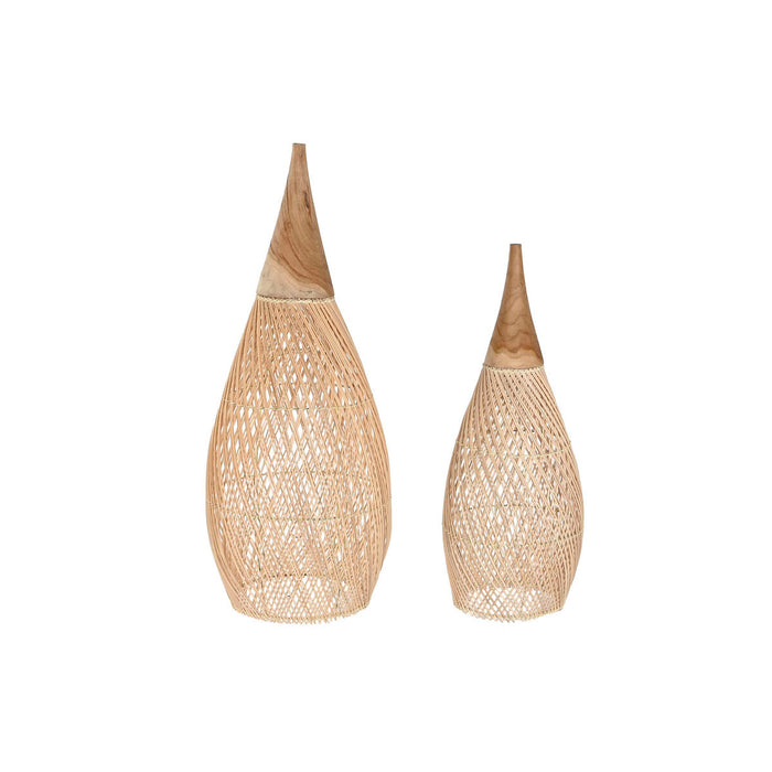 Lamp Shade Home ESPRIT Natural Bamboo Teak 35 x 35 x 85 cm (2 Units)
