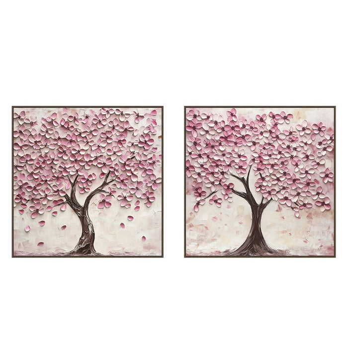 Canvas Home ESPRIT Beige Pink Dark brown Romantic 103 x 4,5 x 103 cm (2 Units)