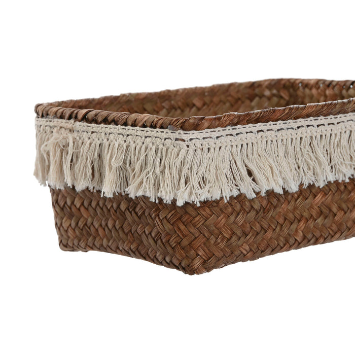 Basket set Home ESPRIT Natural Fibre Boho Worn 23 x 17 x 10 cm