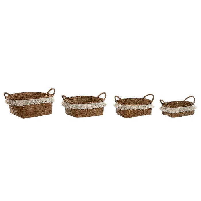 Basket set Home ESPRIT Natural Fibre Boho Worn 33 x 25 x 15 cm