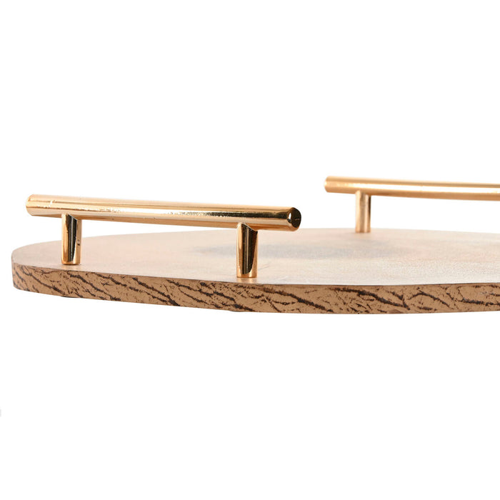 Centerpiece Home ESPRIT Brown Golden Metal MDF Wood 30 x 30 x 4 cm (2 Units)