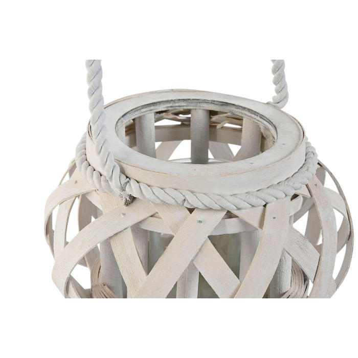 Candleholder Home ESPRIT White Wood Crystal 18 x 18 x 13 cm