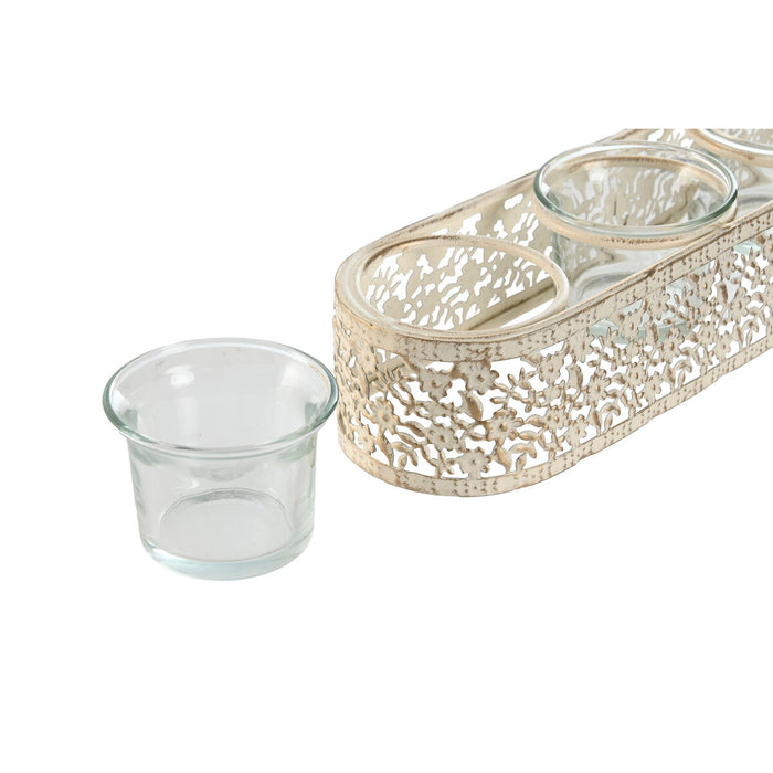 Candleholder Home ESPRIT Cream Metal Crystal 31 x 7 x 5 cm