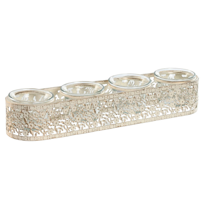 Candleholder Home ESPRIT Cream Metal Crystal 31 x 7 x 5 cm